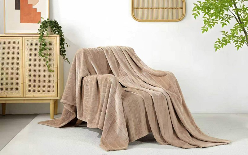 Al Saad Home Stripe Flannel Blanket - Single D.Beige