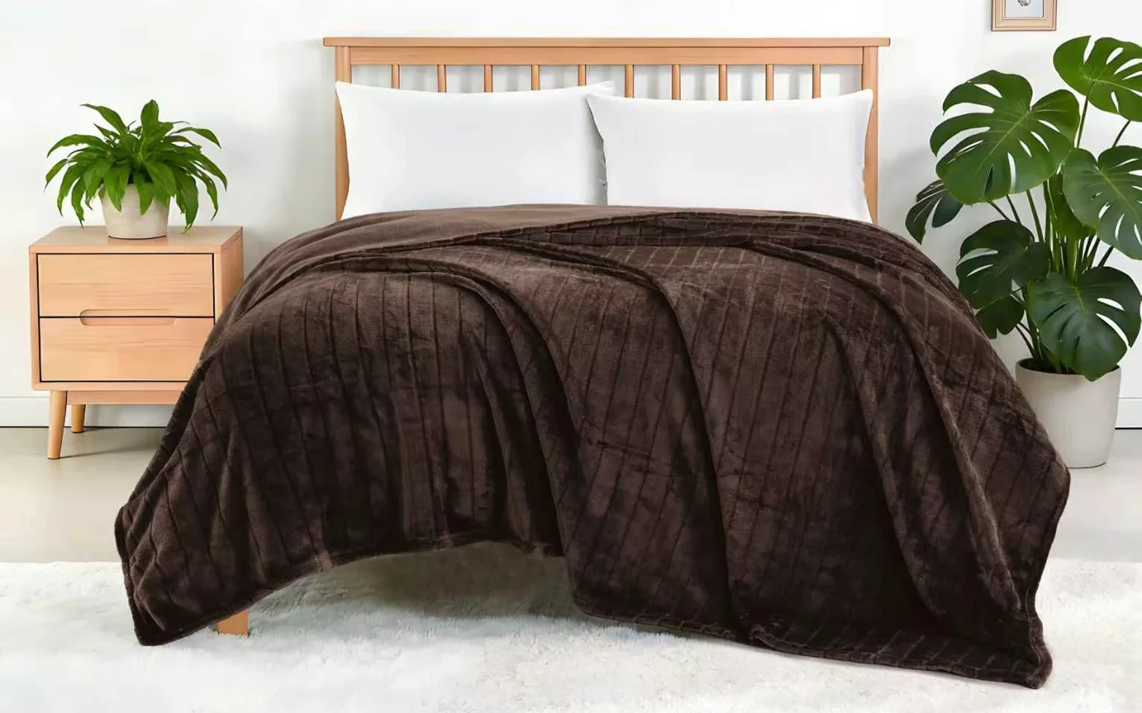 Al Saad Home Stripe Flannel Blanket - Single Choco
