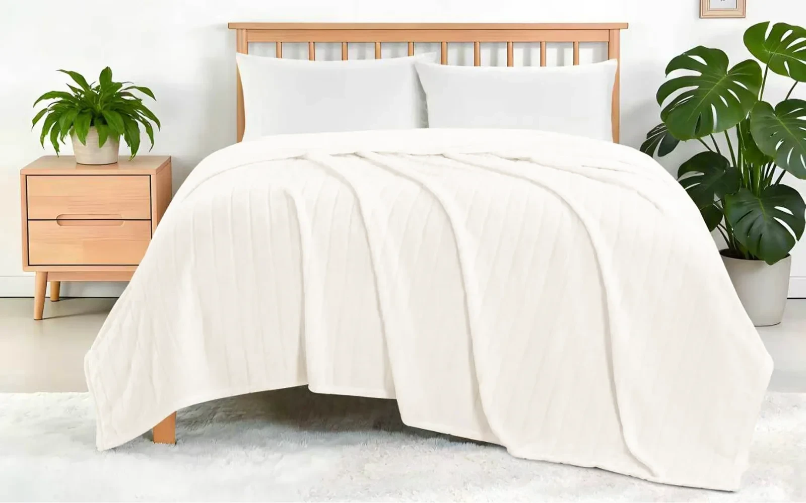 Al Saad Home Stripe Flannel Blanket - Single Cream