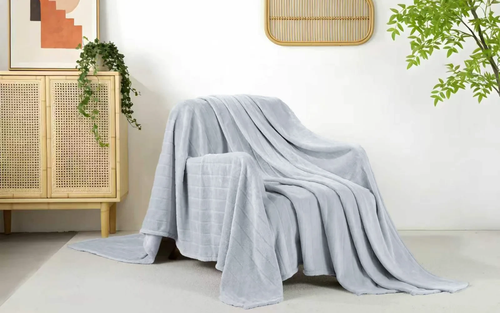 Al Saad Home Stripe Flannel Blanket - Single L.Grey