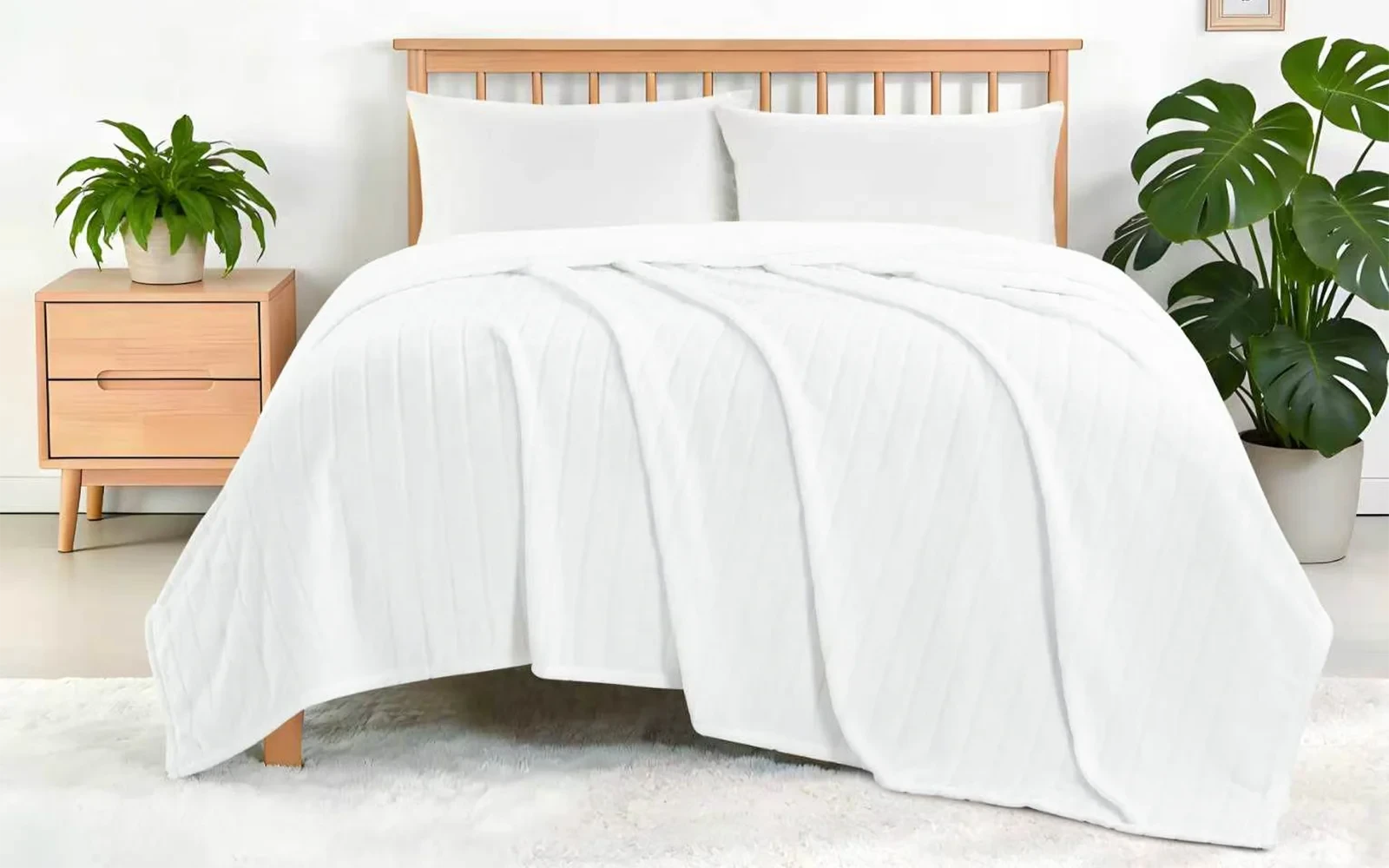 Al Saad Home Stripe Flannel Blanket - Single White