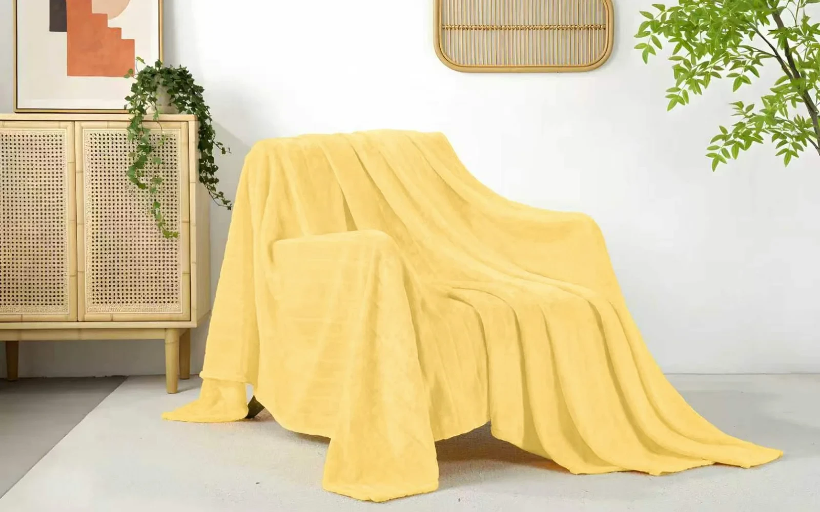 Al Saad Home Stripe Flannel Blanket - Single Yellow