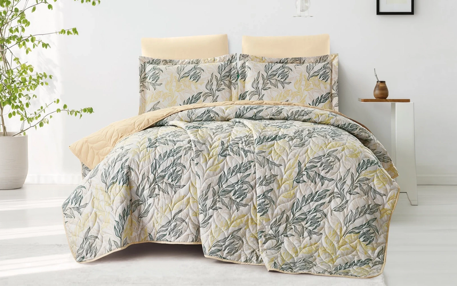 Carrol Printed BedSpread Bedding Set 4 Pcs - King Multi Color