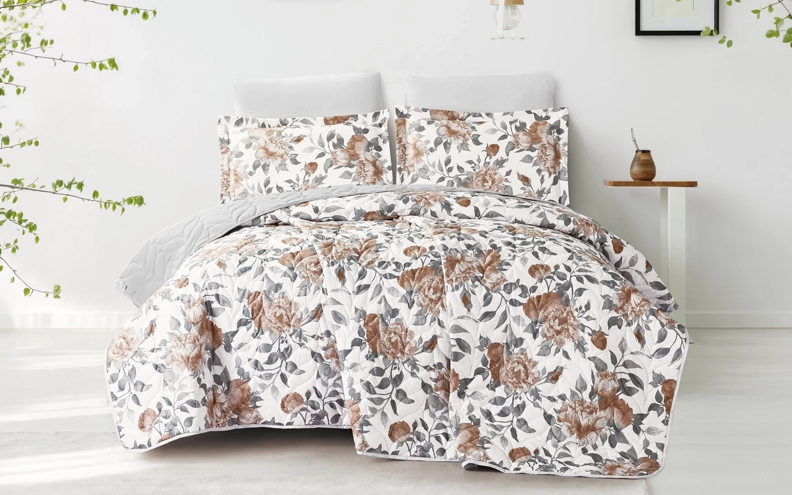 Carrol Printed BedSpread Bedding Set 4 Pcs - King Multi Color