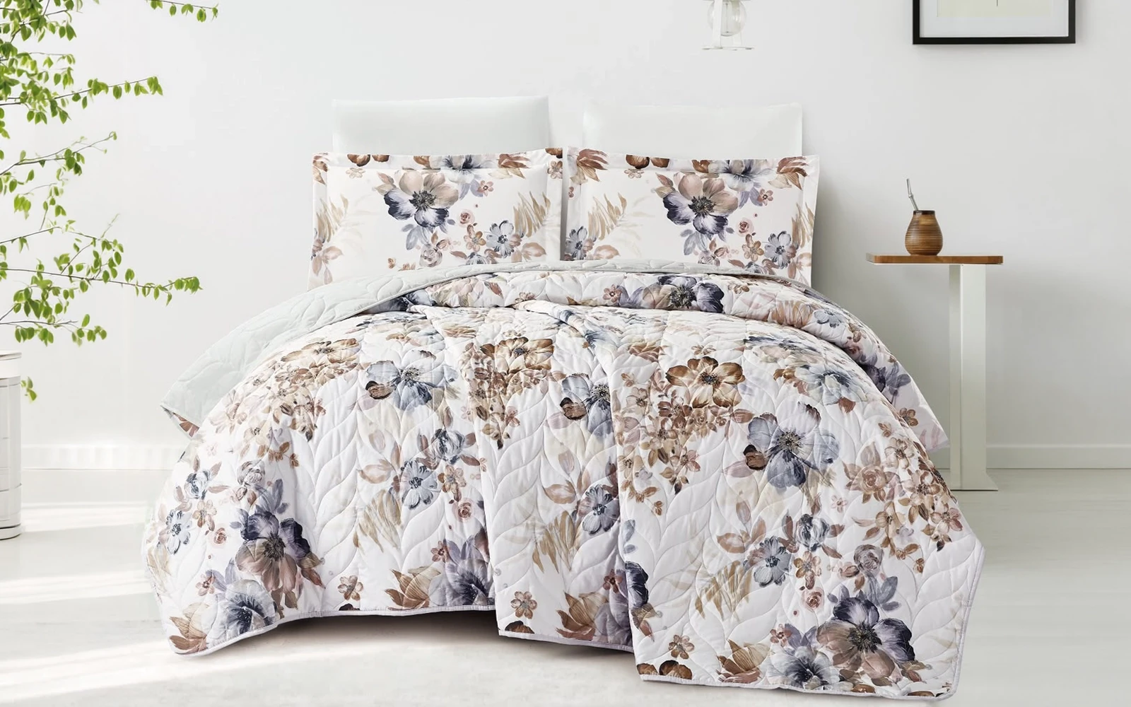 Carrol Printed BedSpread Bedding Set 4 Pcs - King Multi Color