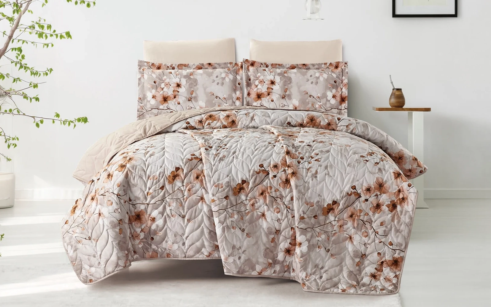 Carrol Printed BedSpread Bedding Set 4 Pcs - King Multi Color