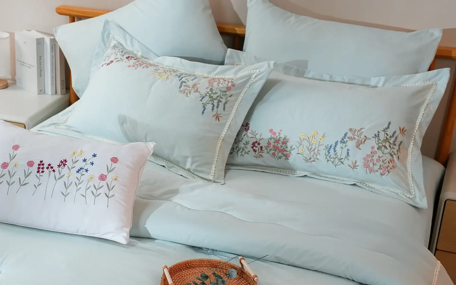 Grand Embroidered Comforter Bedding Set 7 Pcs - King Turquoise