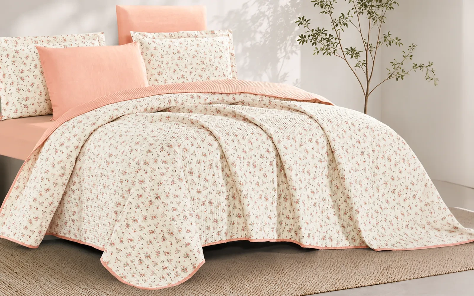 Hena Printed Cotton BedSpread Bedding Set 6 Pcs - King Multi Color
