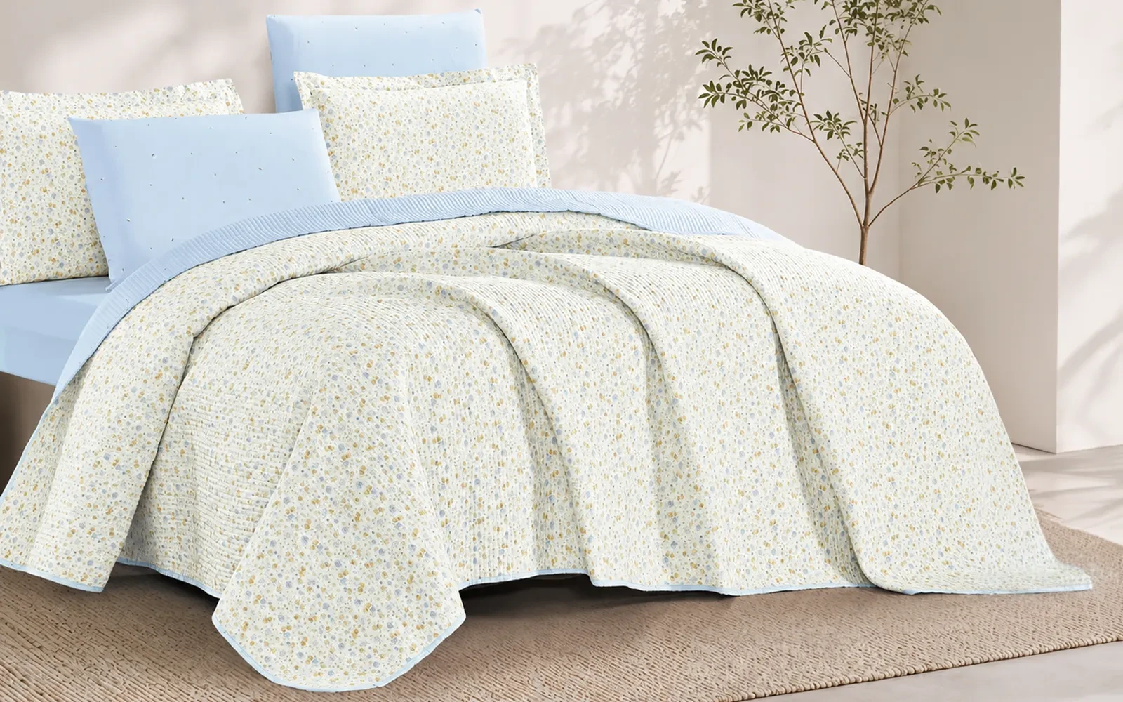Hena Printed Cotton BedSpread Bedding Set 6 Pcs - King Multi Color