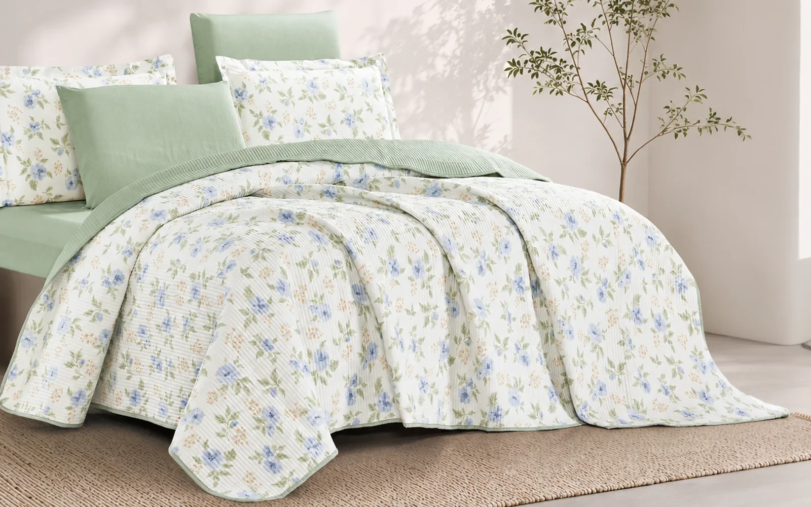Hena Printed Cotton BedSpread Bedding Set 6 Pcs - King Multi Color