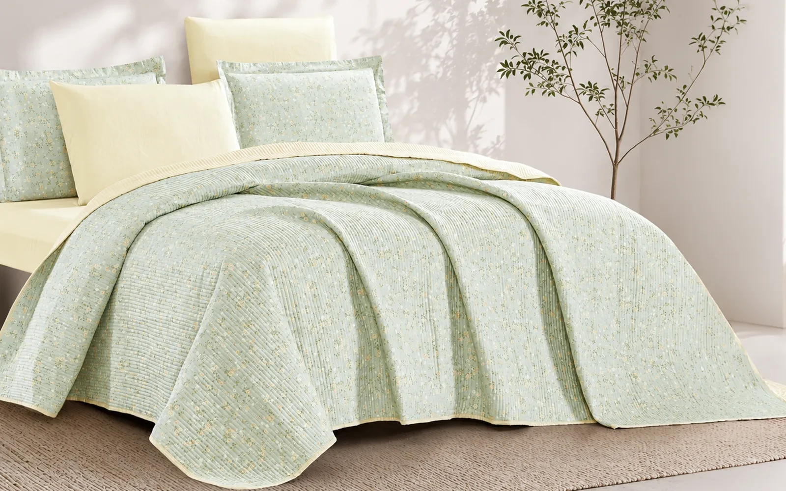 Hena Printed Cotton BedSpread Bedding Set 6 Pcs - King Multi Color