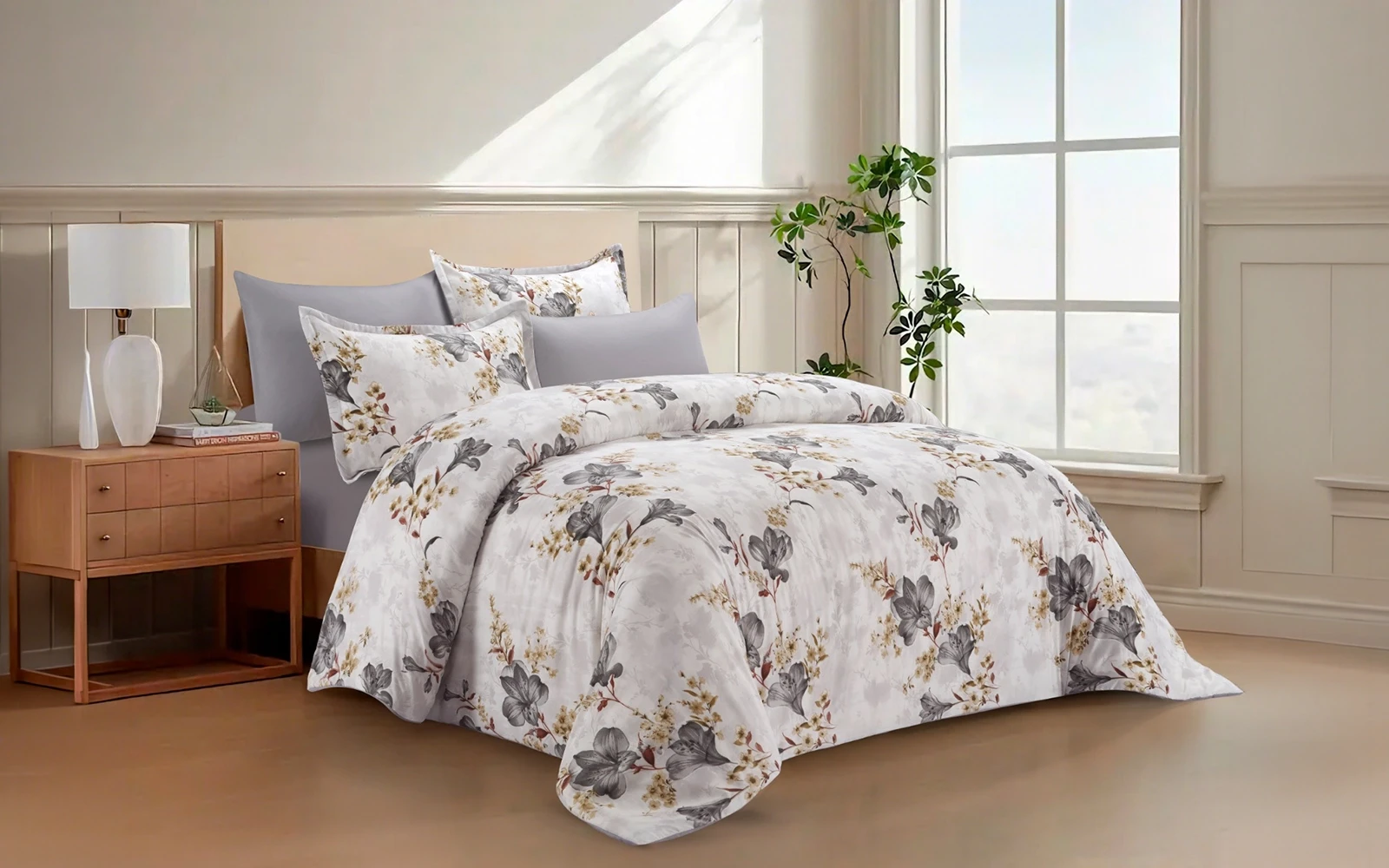 Celina Printed Comforter Bedding Set 6 Pcs - King Multi Color