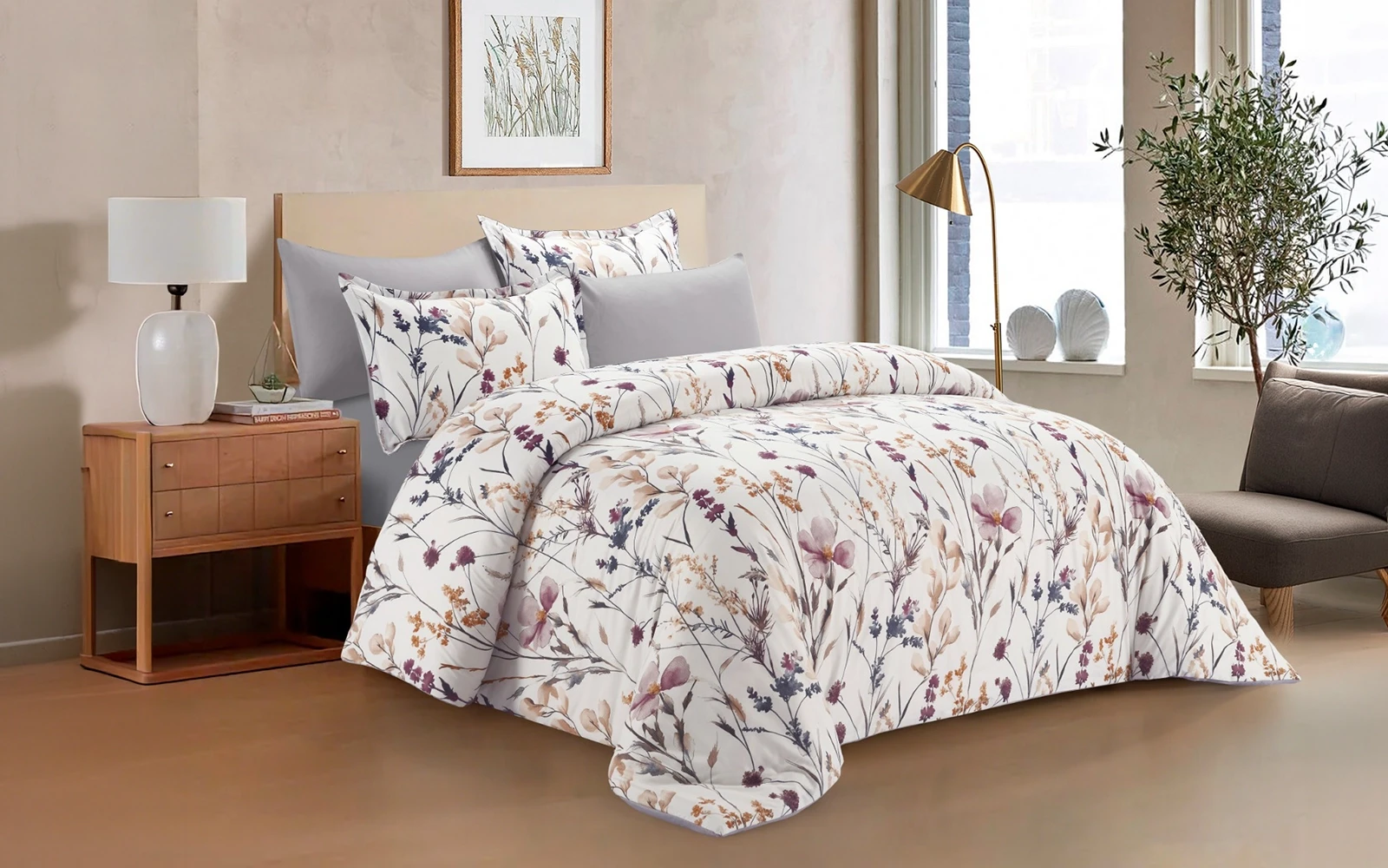 Celina Printed Comforter Bedding Set 6 Pcs - King Multi Color