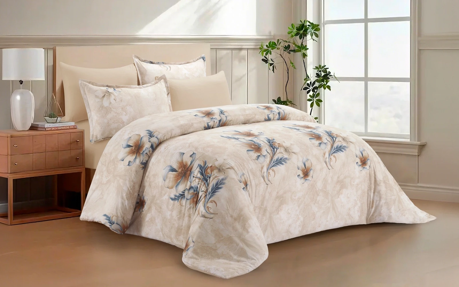 Celina Printed Comforter Bedding Set 6 Pcs - King Multi Color