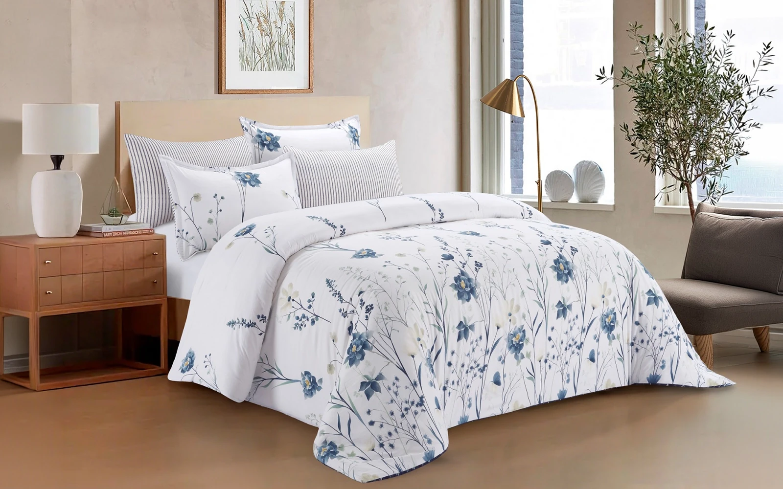 Celina Printed Comforter Bedding Set 6 Pcs - King Multi Color