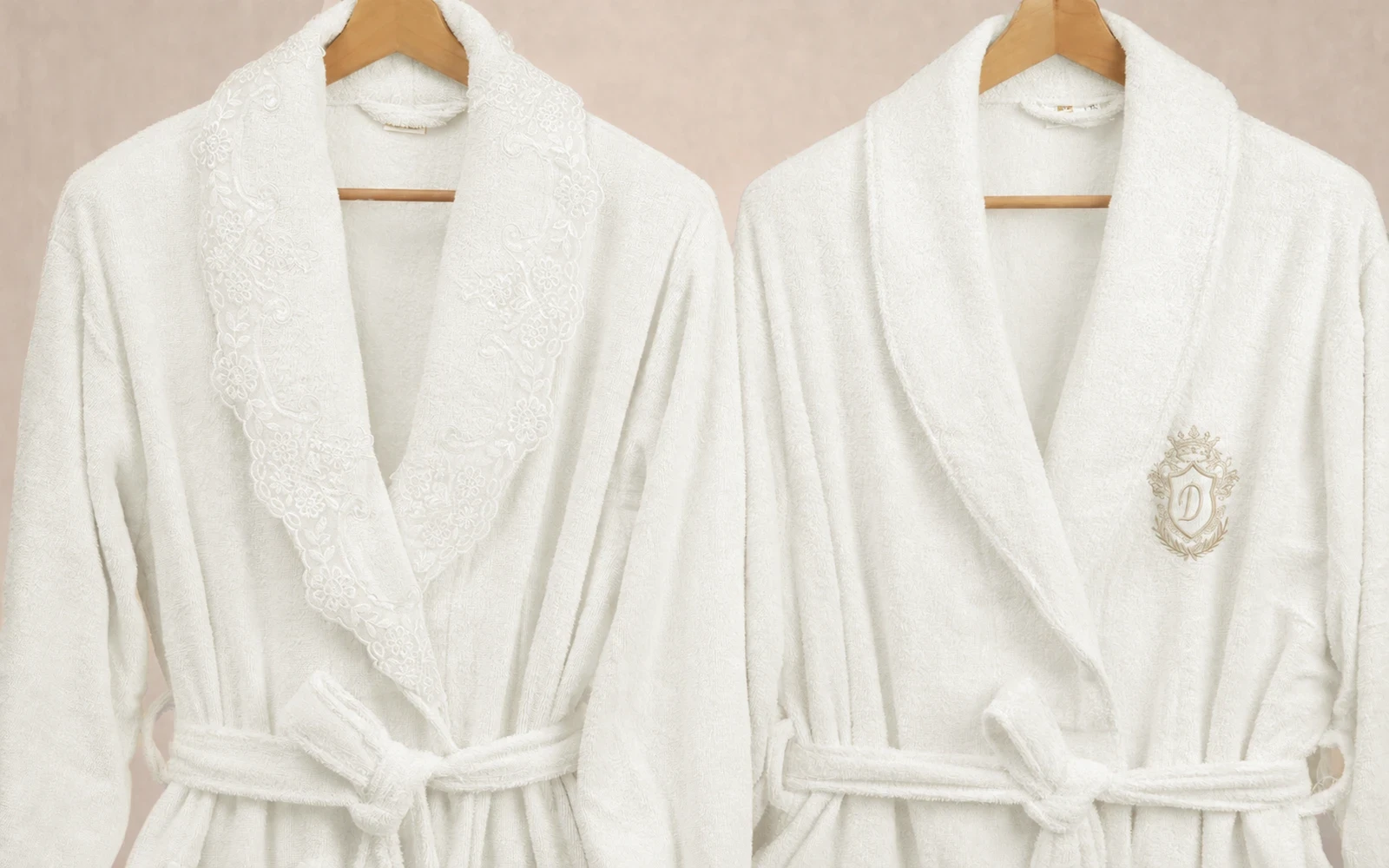 Sofia Family Cotton Embroidered Lace Bathrobe Set 13 PCS - White