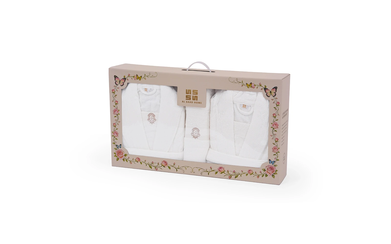 Sofia Family Cotton Embroidered Lace Bathrobe Set 13 PCS - White