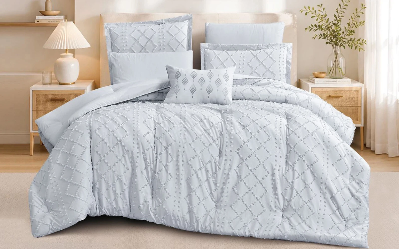 Valeria Comforter Bedding Set 6 PCS - Queen L.Grey