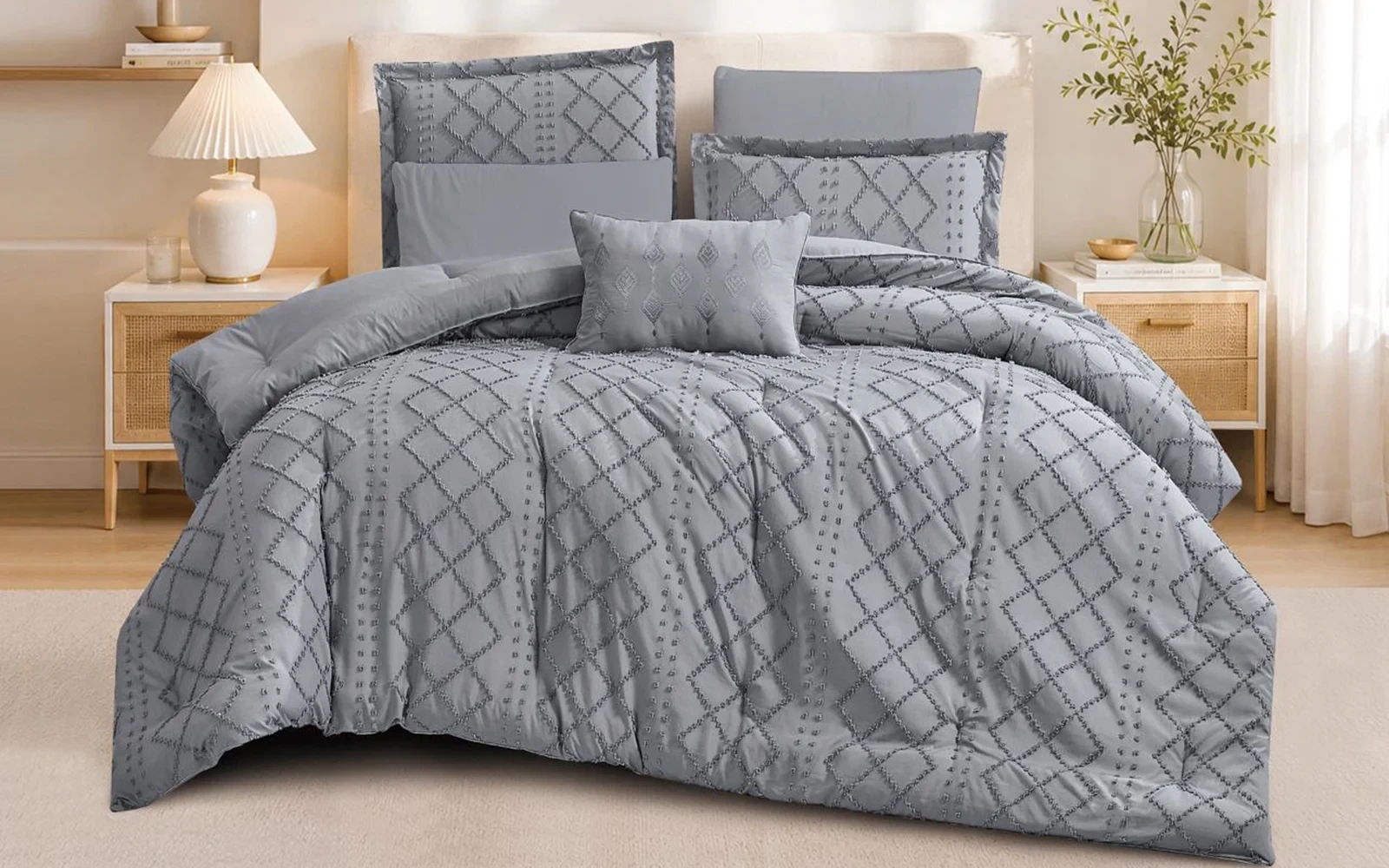 Valeria Comforter Bedding Set 6 PCS - Queen D.Grey