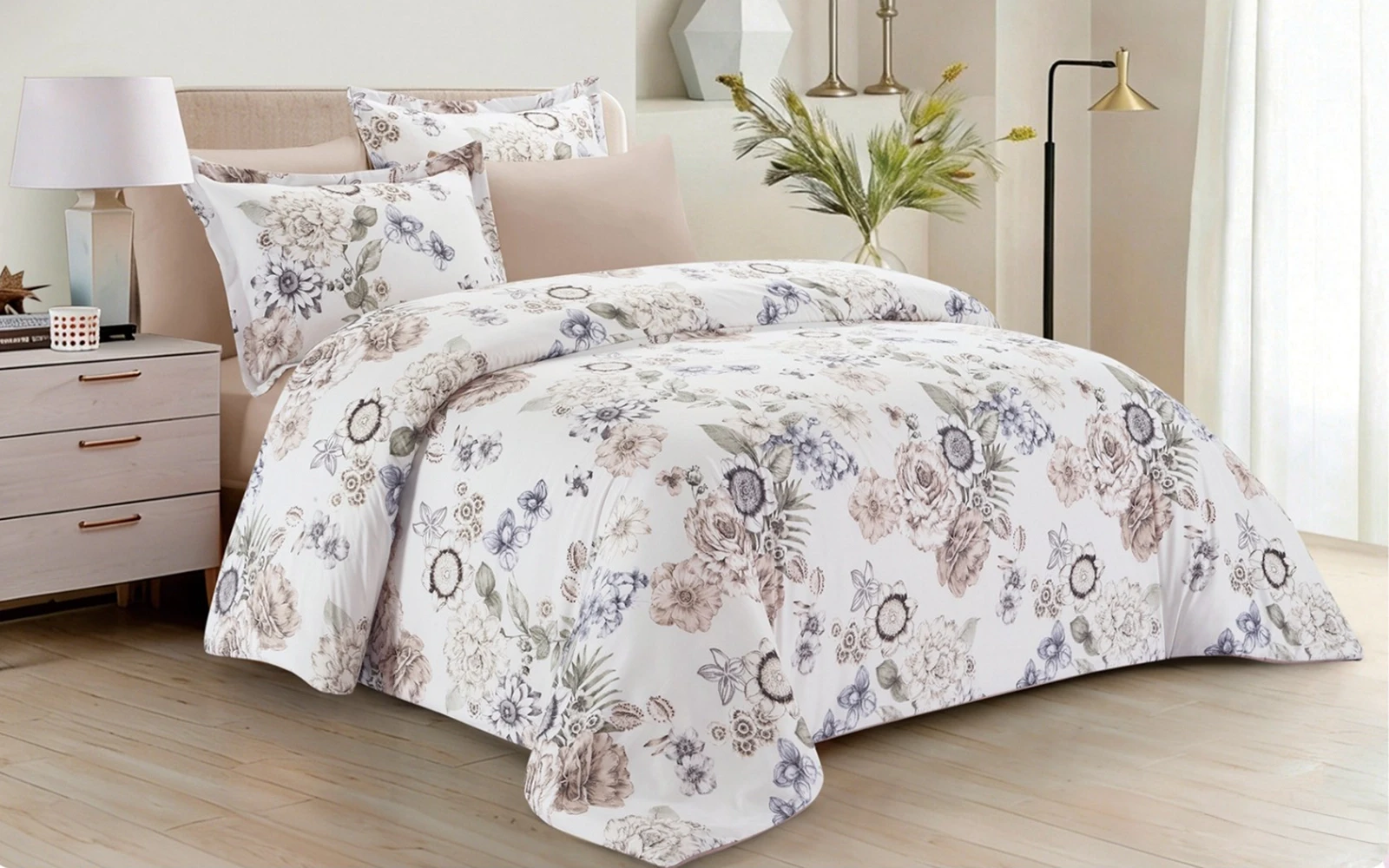 Fashion Printed Comforter Bedding Set 6 Pcs - King Multi Color