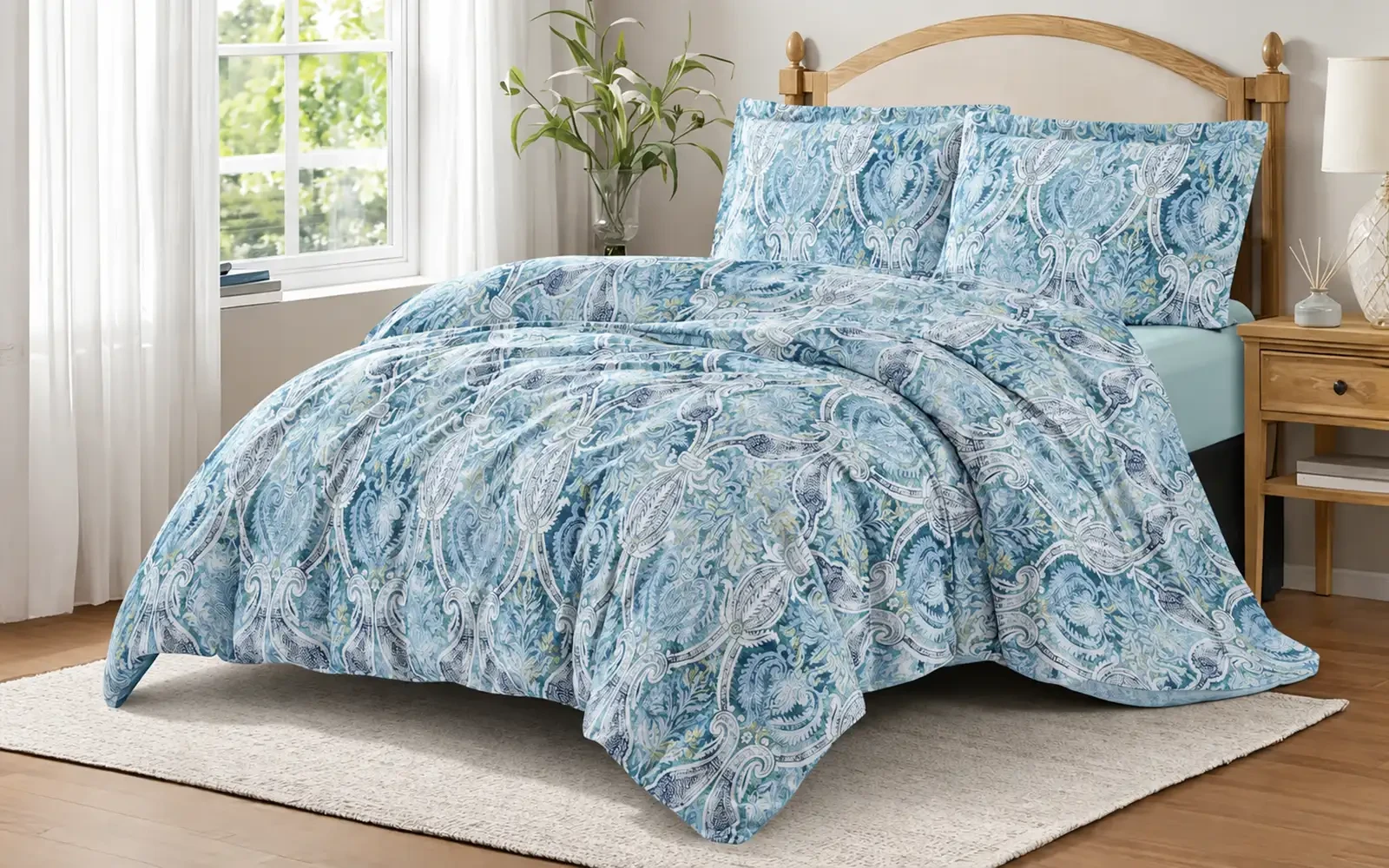 Aurora Printed Duvet Cover Bedding Set Without Filling 4 PCS - King Multi Color