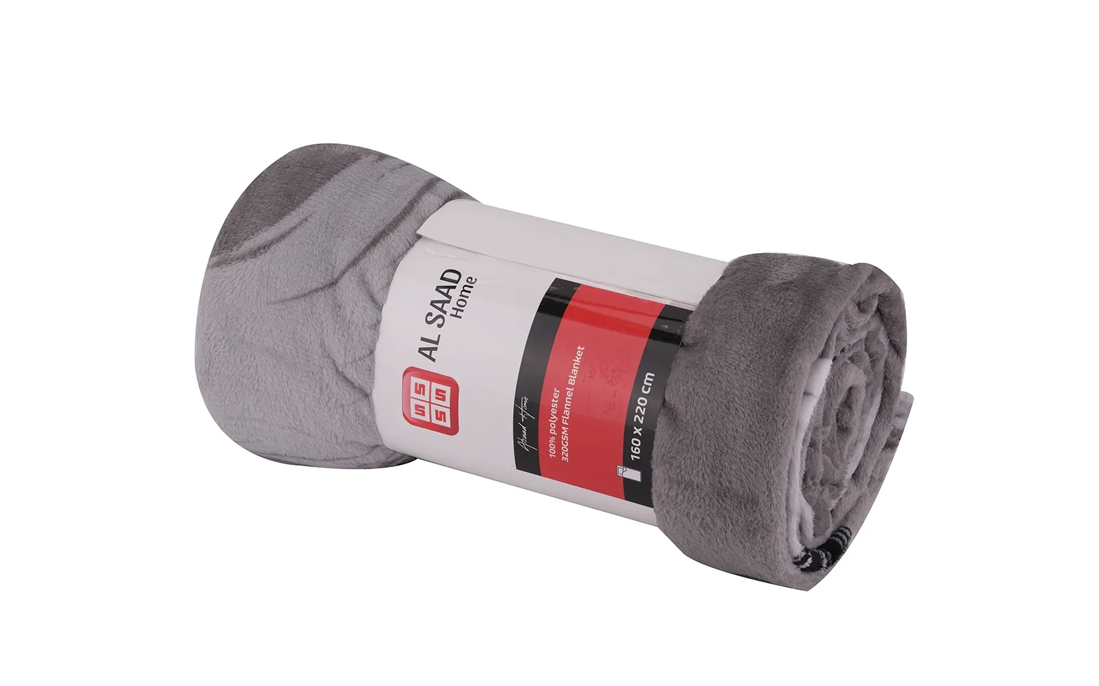 Al Saad Home Flannel Blanket 1 PC - Single Grey & L.Grey
