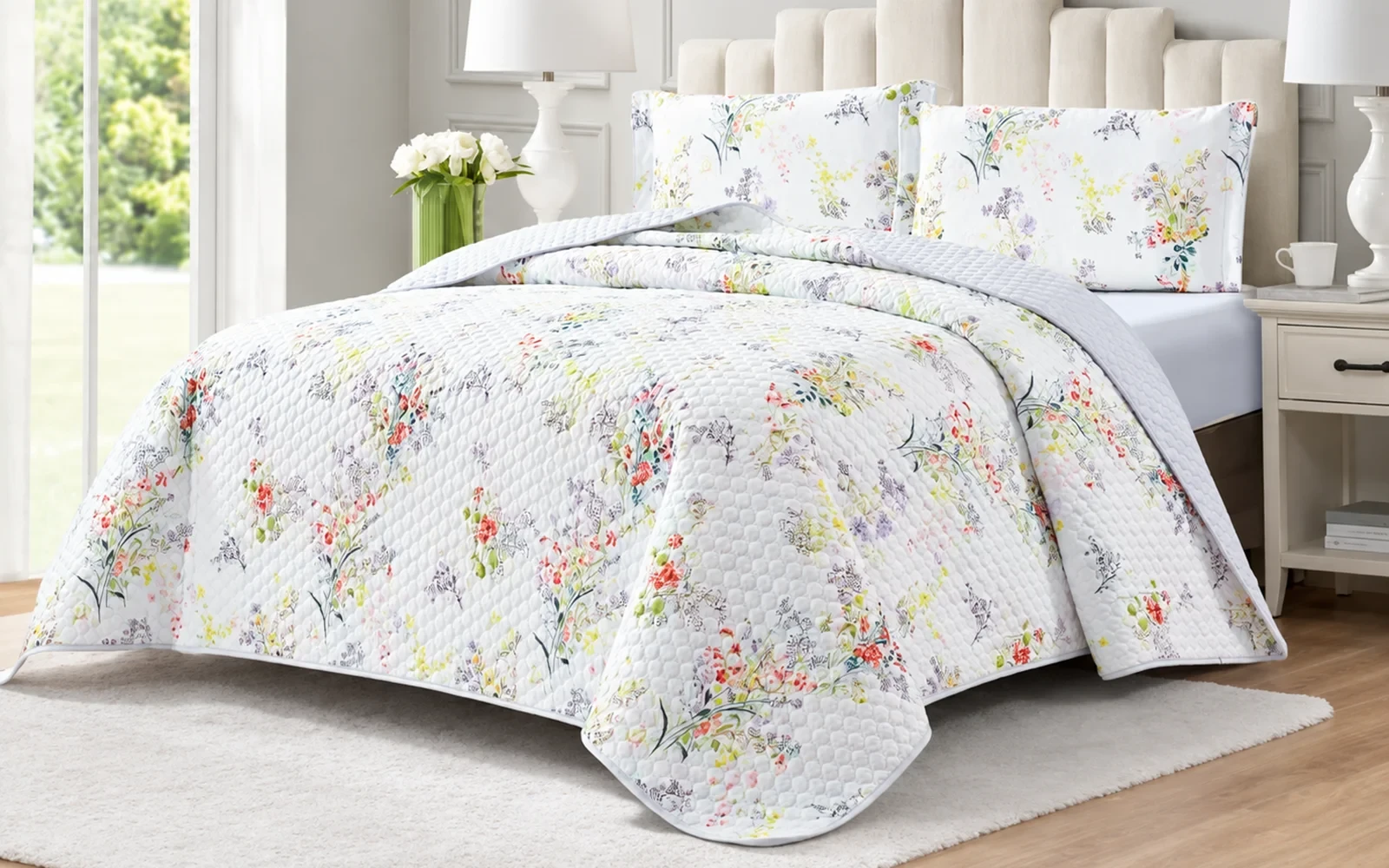 Paris Printed BedSpread Bedding Set 4 PCS - King Multi Color