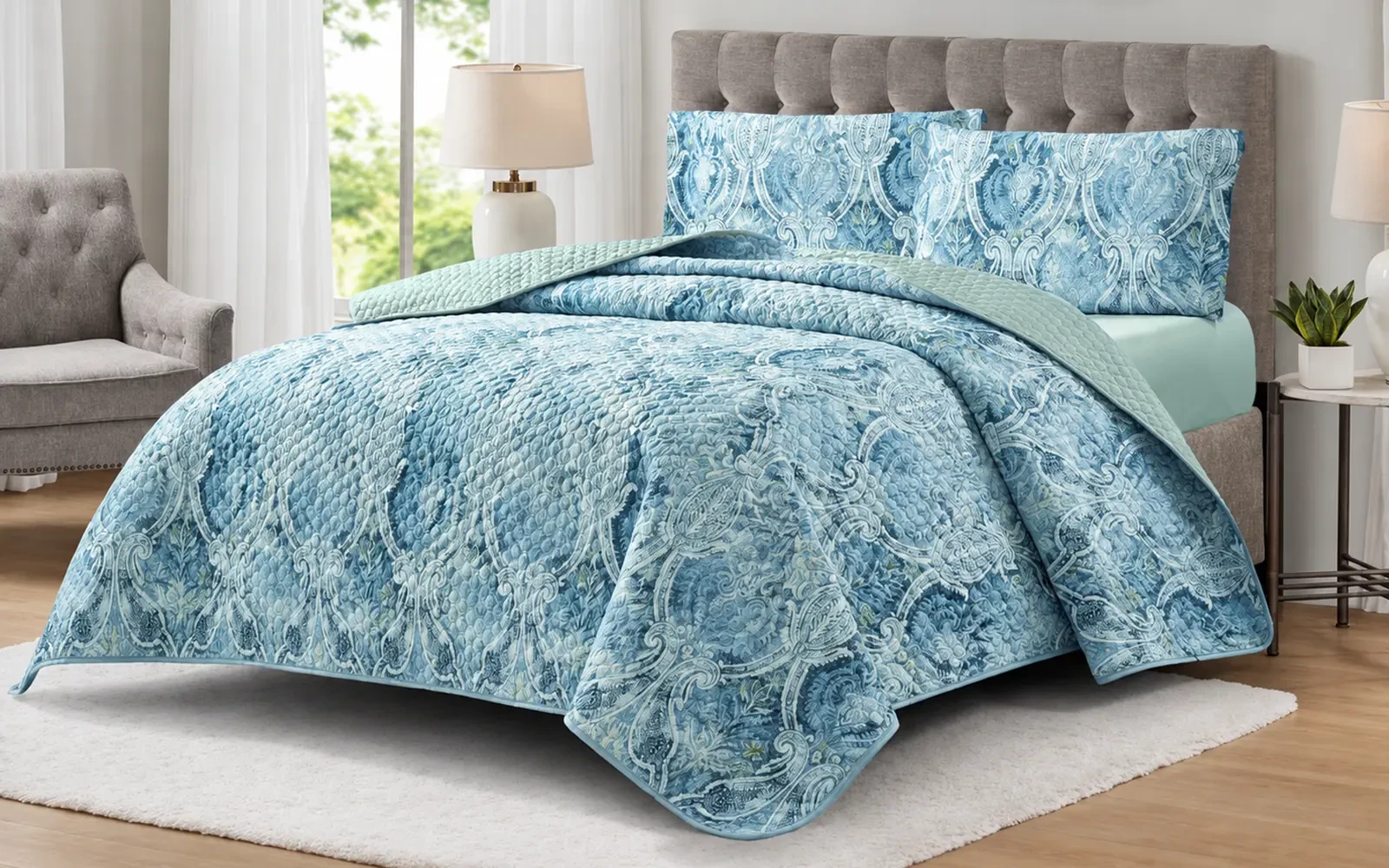 Paris Printed BedSpread Bedding Set 4 PCS - King Multi Color