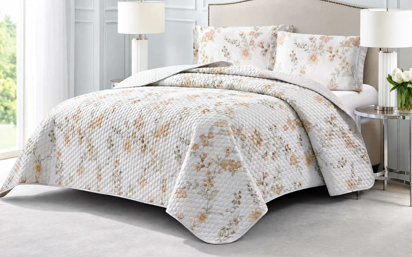 Paris Printed BedSpread Bedding Set 4 PCS - King Multi Color
