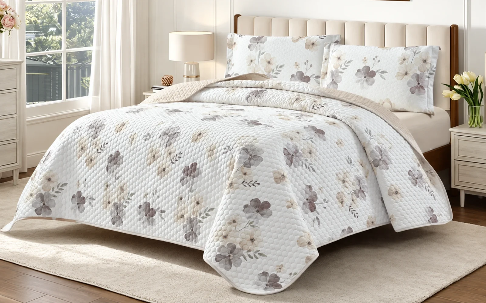 Paris Printed BedSpread Bedding Set 3 Pcs - Single Multi Color