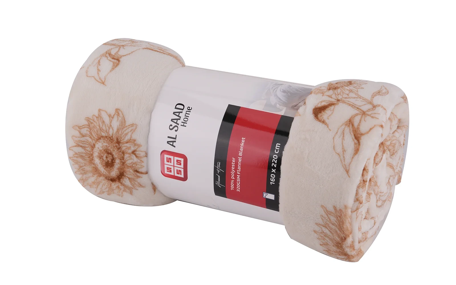 Al Saad Home Flannel Blanket 1 PC - Single Cream & Beige