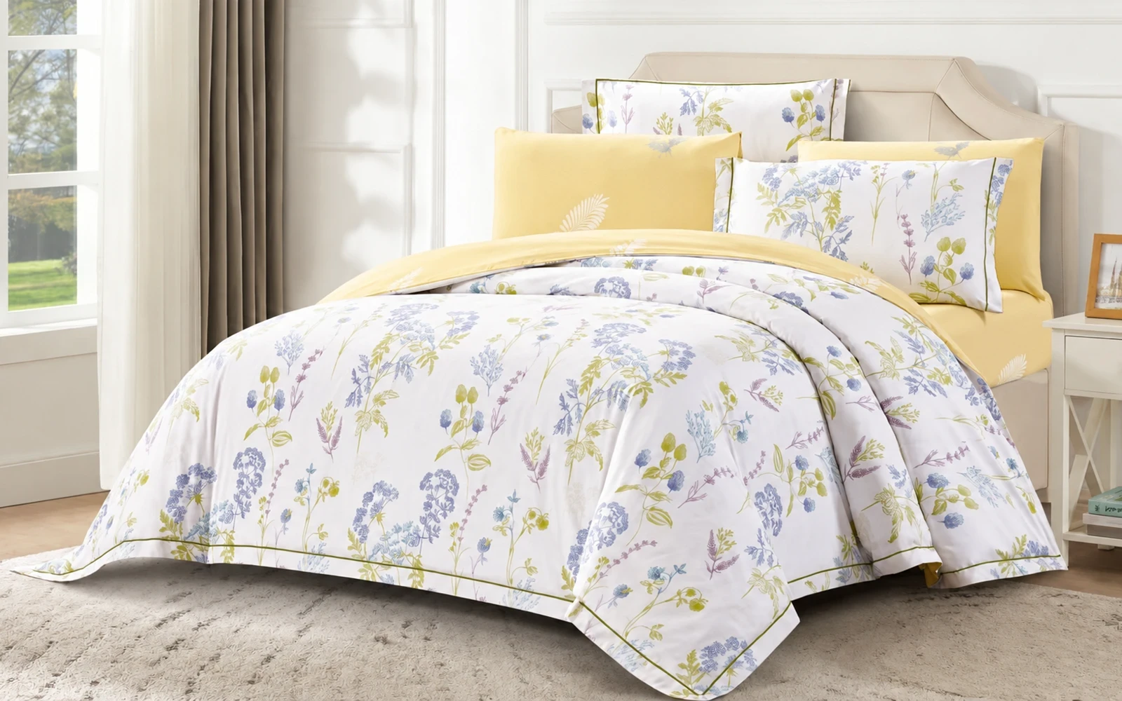 Melody Double Face Cotton Printed Duvet Cover Set Without Filling 6 PCS - King Multi Color