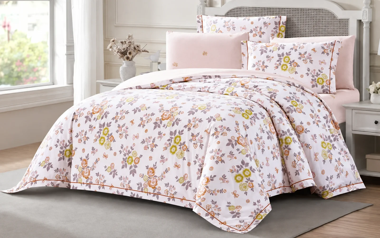 Melody Double Face Cotton Printed Duvet Cover Set Without Filling 4 PCS - Single Multi Color