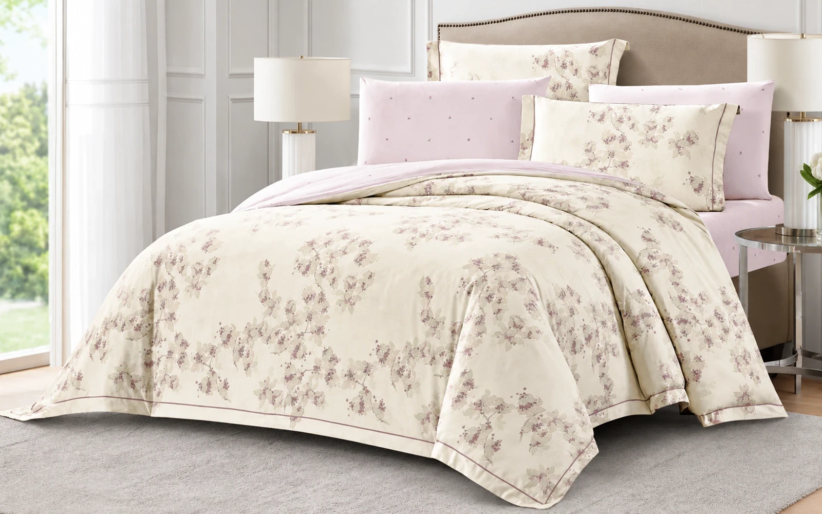 Melody Double Face Cotton Printed Duvet Cover Set Without Filling 4 PCS - Single Multi Color