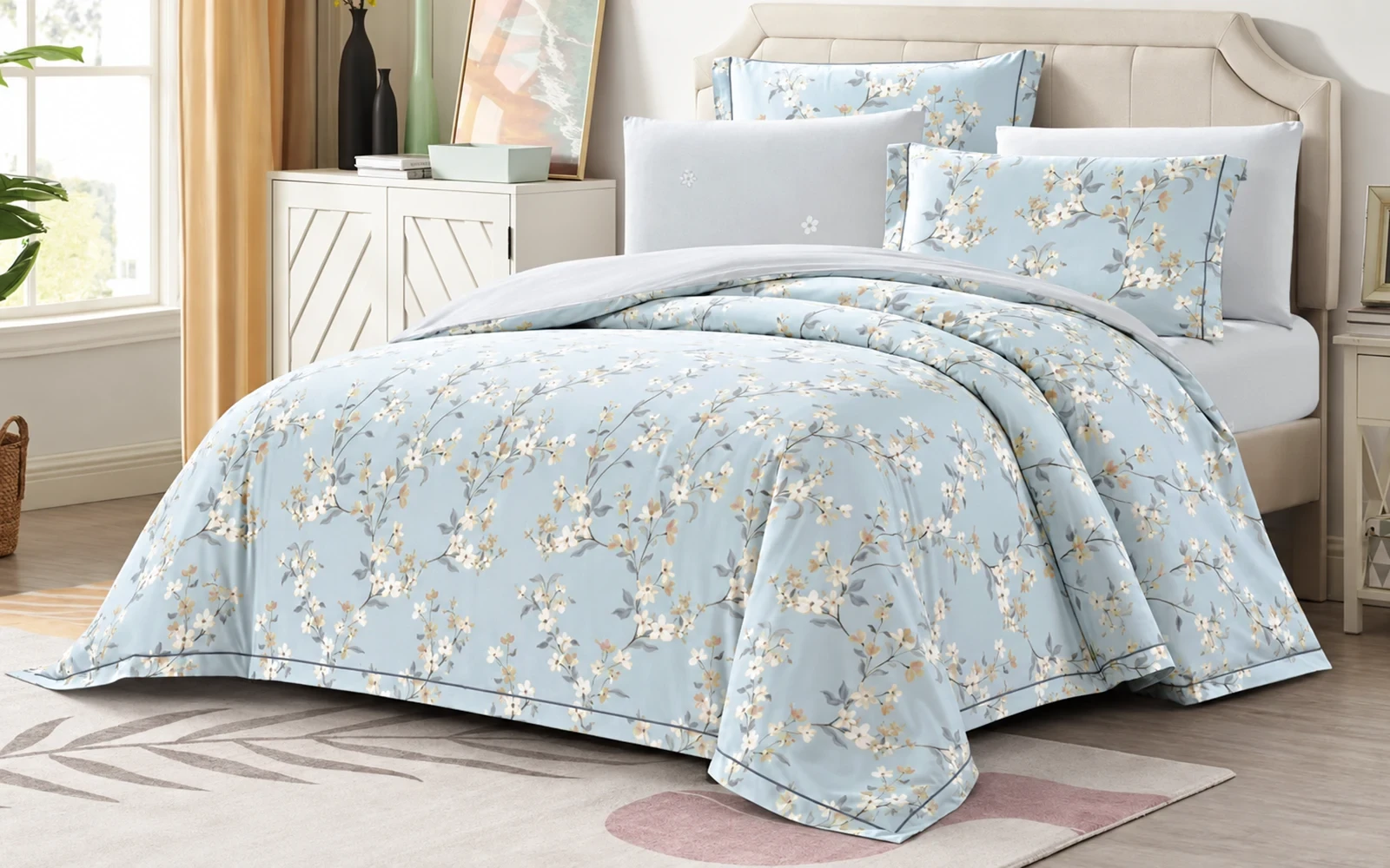 Melody Double Face Cotton Printed Duvet Cover Set Without Filling 4 PCS - Single Multi Color