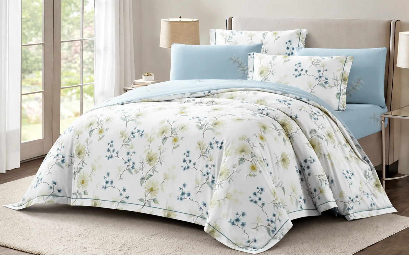 Melody Double Face Cotton Printed Duvet Cover Set Without Filling 4 PCS - Single Multi Color