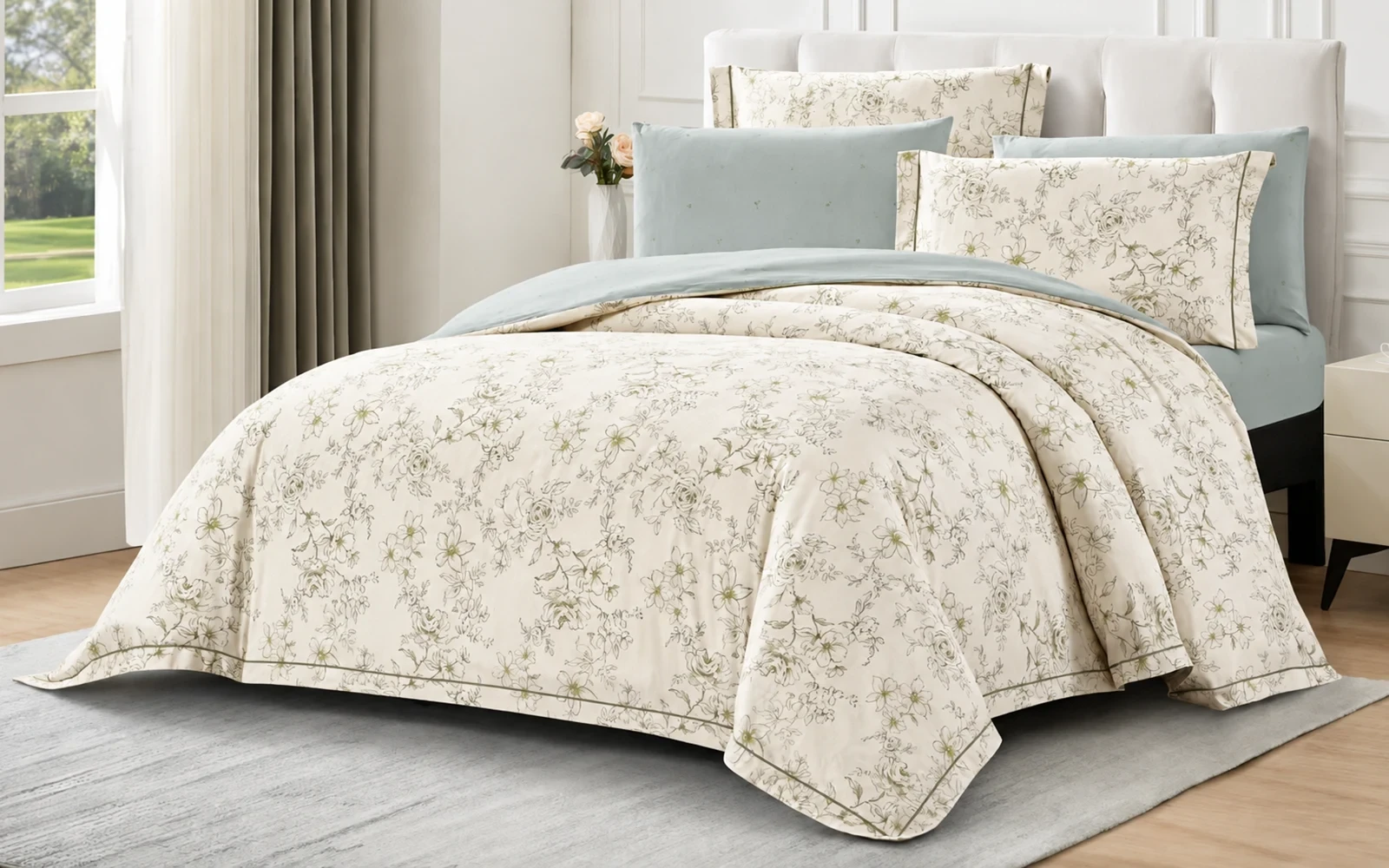 Melody Double Face Cotton Printed Duvet Cover Set Without Filling 4 PCS - Single Multi Color