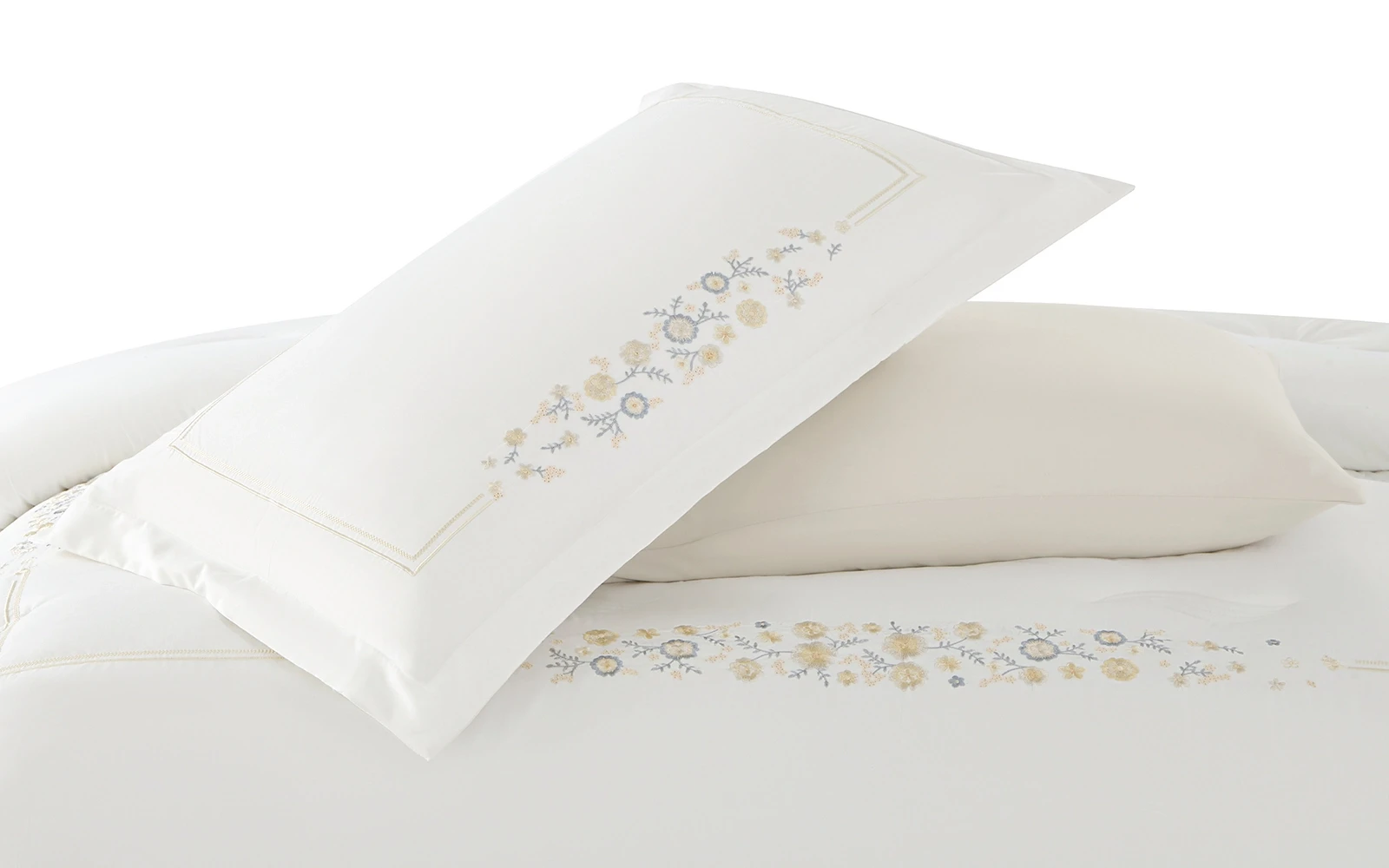 Grevia Embroidered Comforter Bedding Set 7 PCS - King White