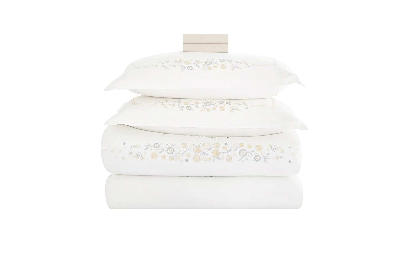 Grevia Embroidered Comforter Bedding Set 7 PCS - King White