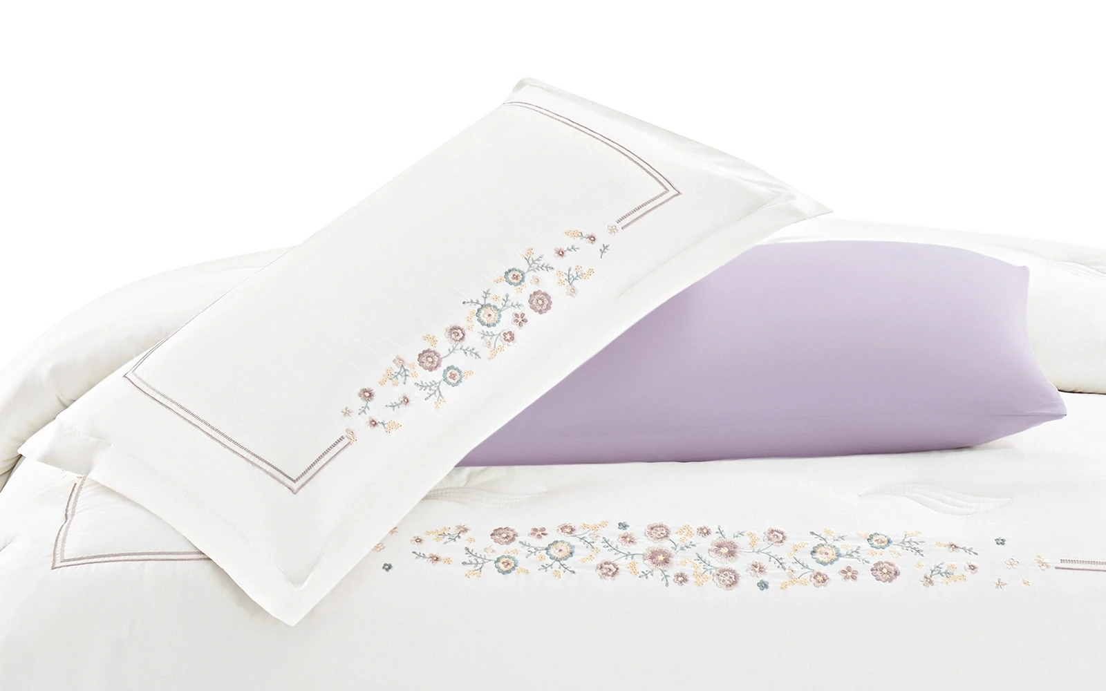 Grevia Embroidered Comforter Bedding Set 7 PCS - King White