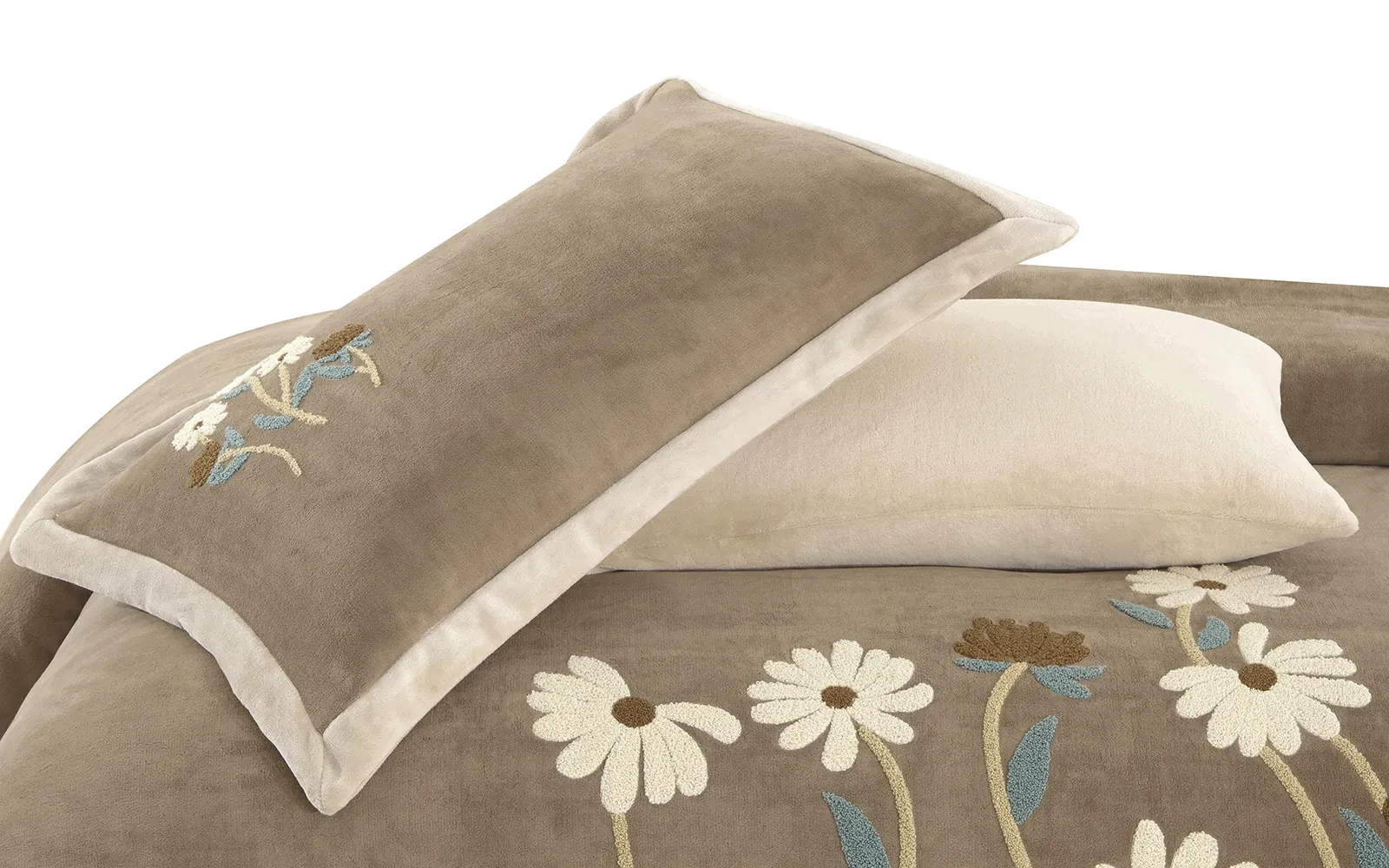 Frutteto Velvet Embroidered Comforter Bedding Set 8 PCS - King Brown