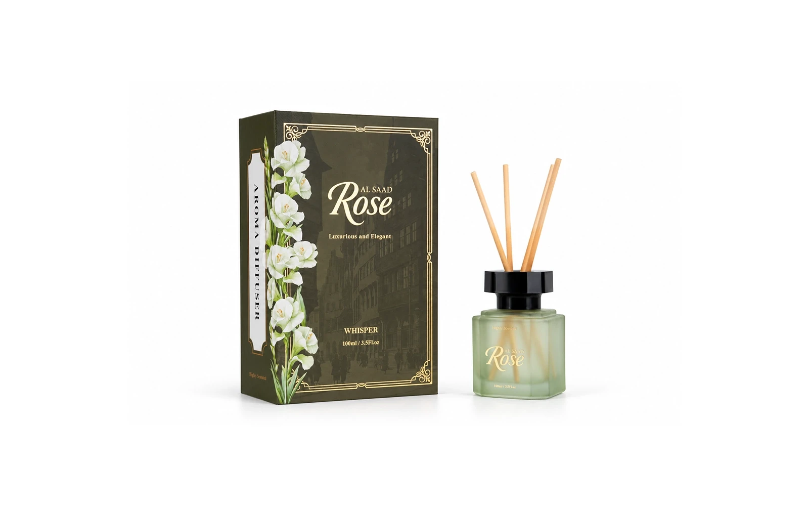 Al Saad Rose Luxurious Reed Diffuser 100 ml - Whisper