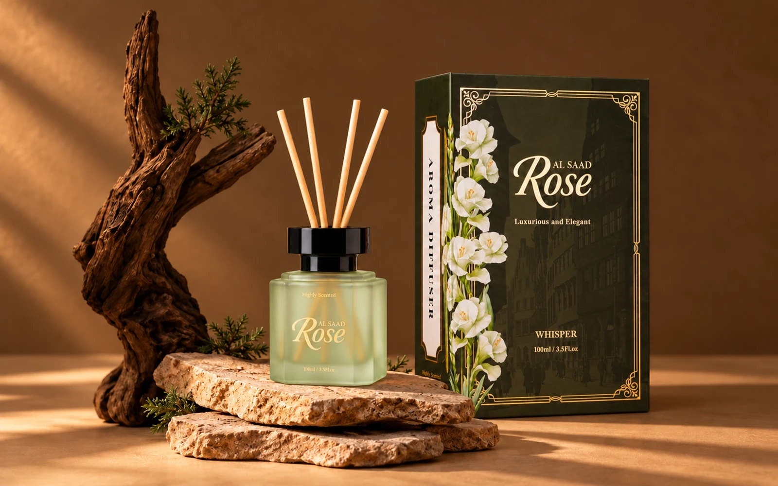 Al Saad Rose Luxurious Reed Diffuser 100 ml - Whisper