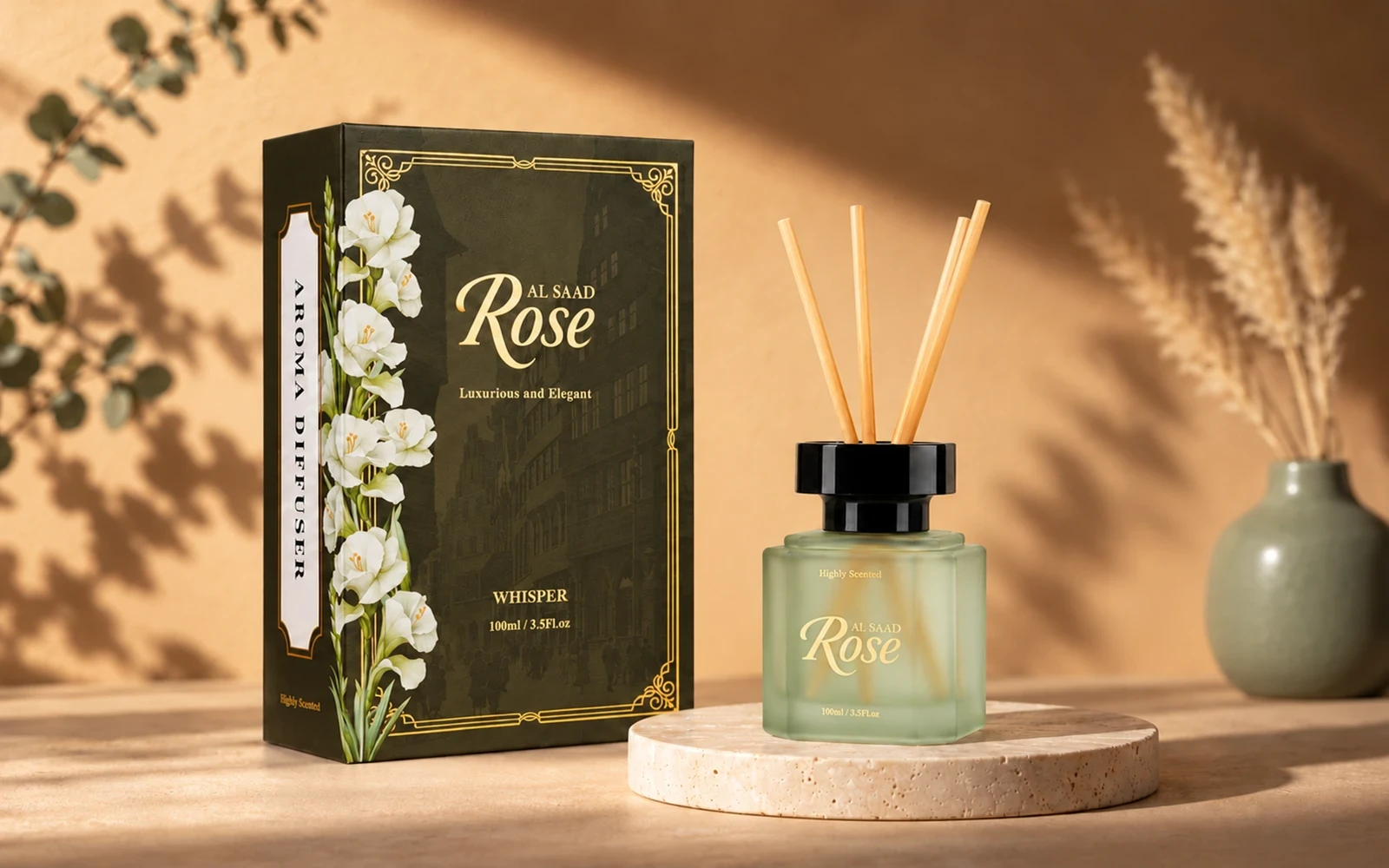 Al Saad Rose Luxurious Reed Diffuser 100 ml - Whisper