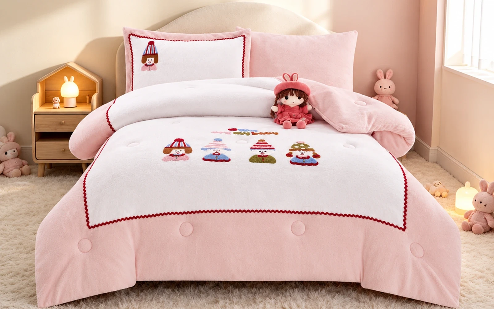 Piko Velvet Kids Comforter Bedding Set 5 PCS - Multi Color