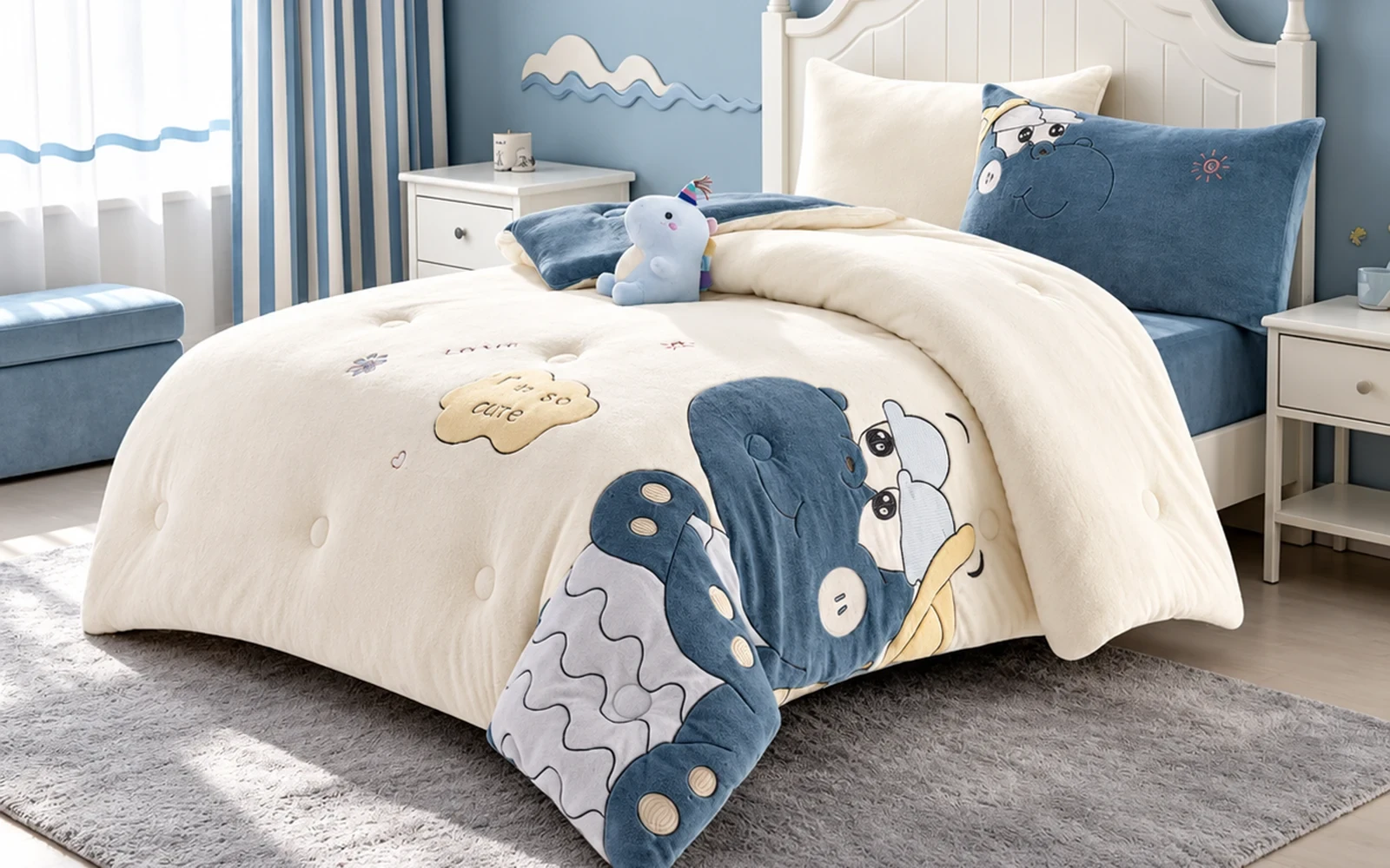 Piko Velvet Kids Comforter Bedding Set 5 PCS - Multi Color