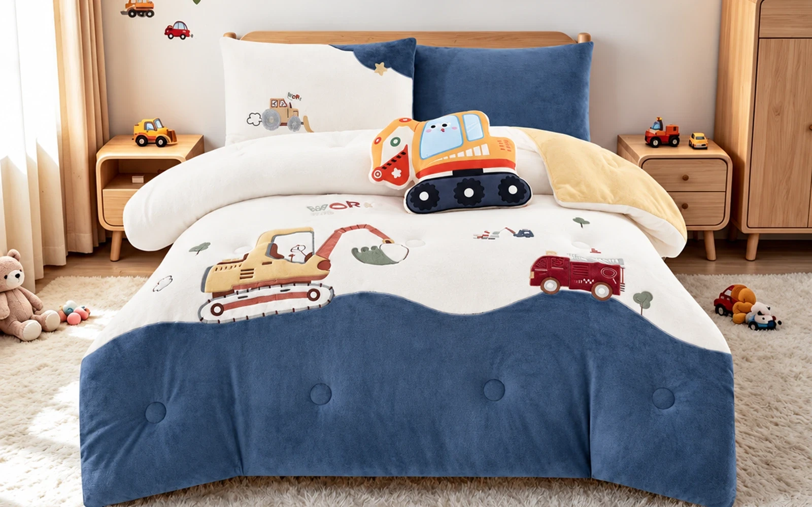 Piko Velvet Kids Comforter Bedding Set 5 PCS - Multi Color