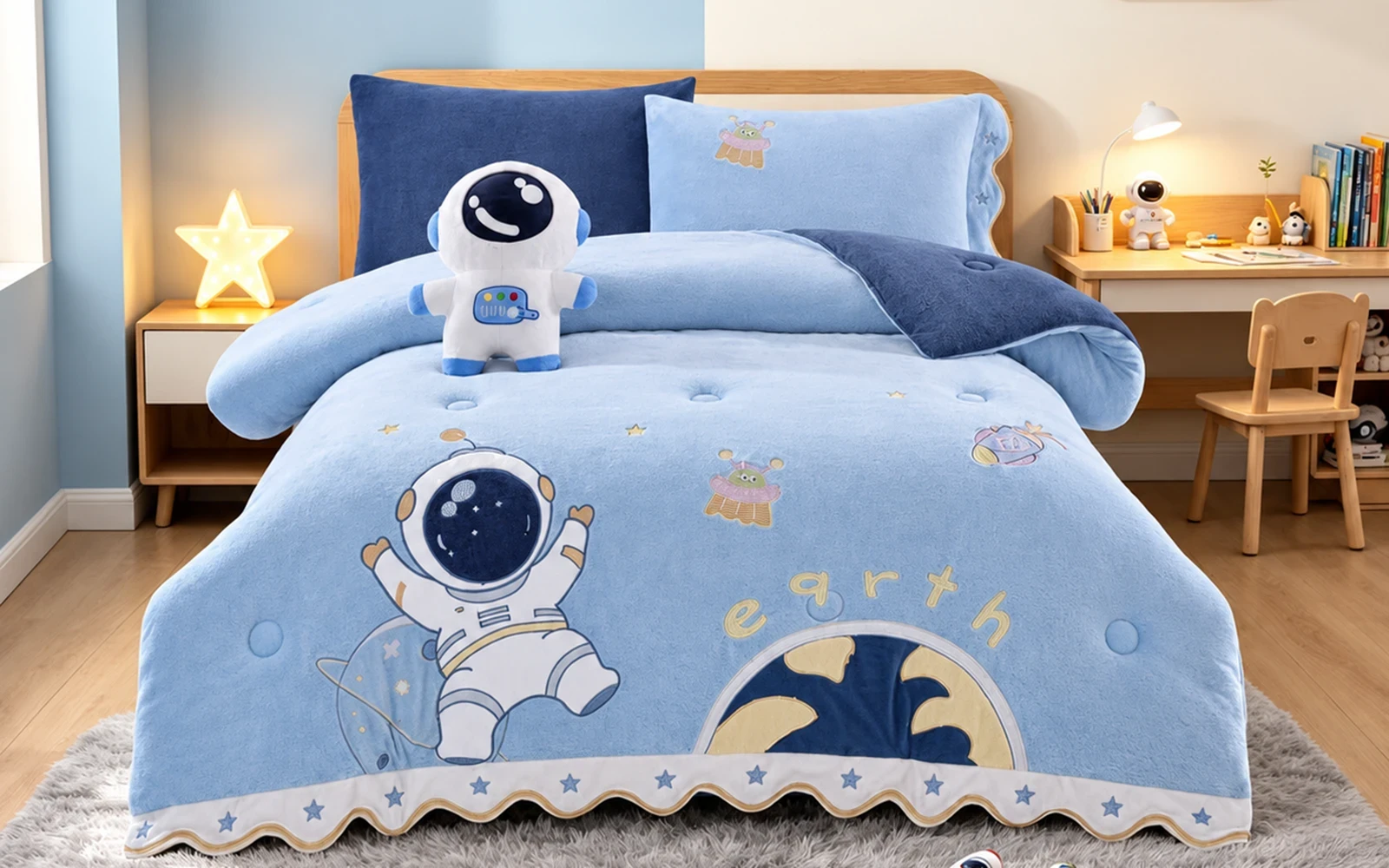 Piko Velvet Kids Comforter Bedding Set 5 PCS - Multi Color