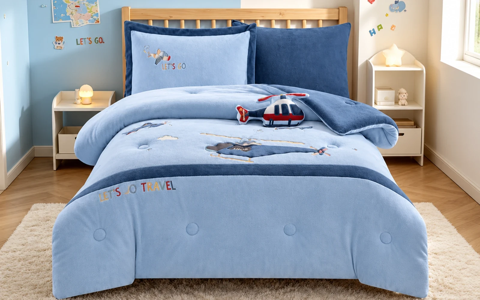 Piko Velvet Kids Comforter Bedding Set 5 PCS - Multi Color