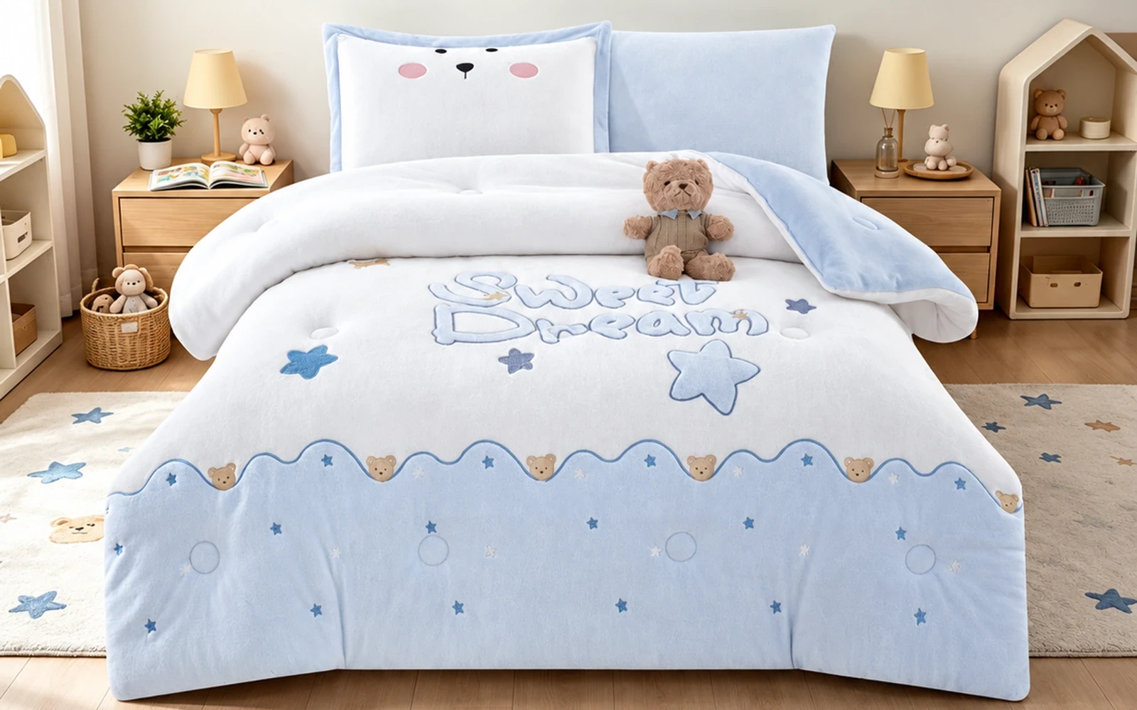 Piko Velvet Kids Comforter Bedding Set 5 PCS - Multi Color
